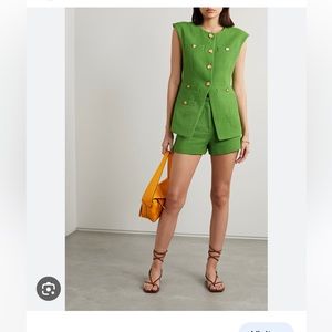 Veronica Beard Net a Porter Capsule - Jazmine Tweed Short, Cactus, Size 6